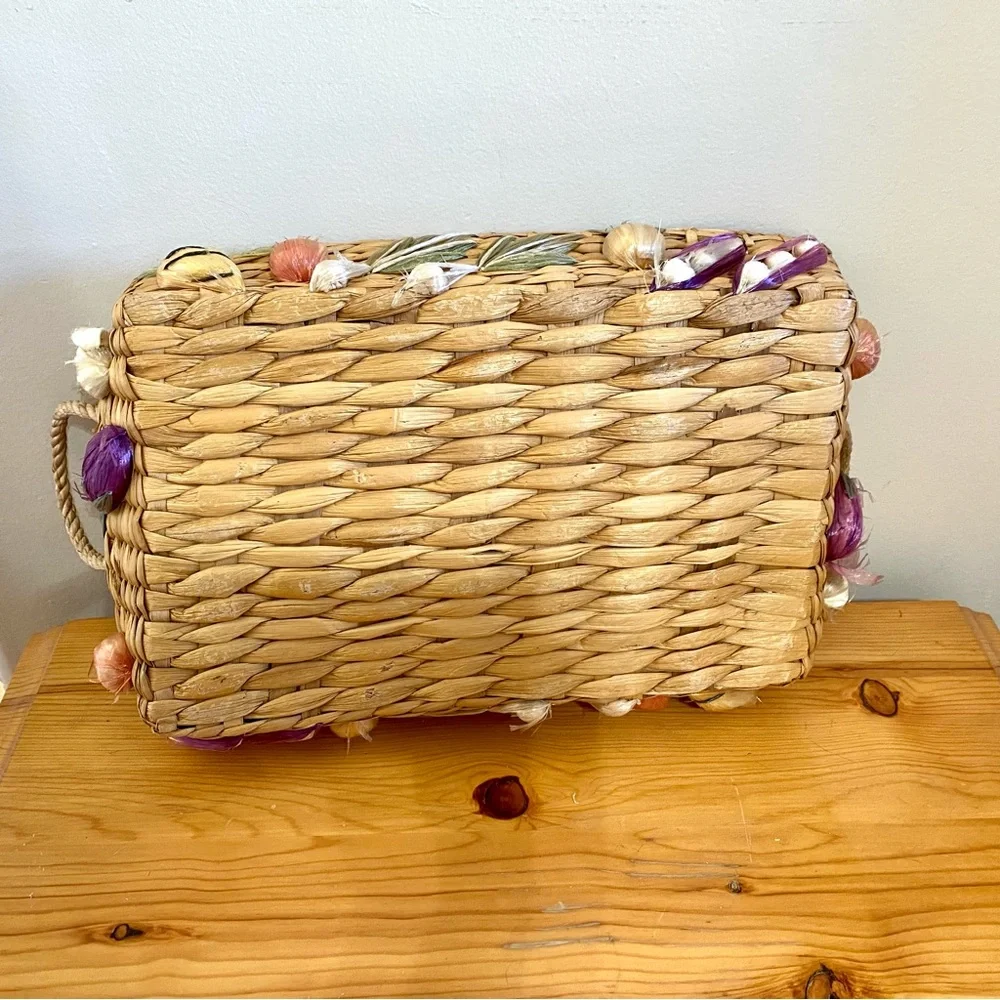Vintage 50s - 70s Seagrass Basket Set 2 Fruit Fruits & Veggies Rectangle